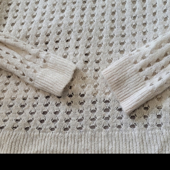 Trouve (Nordstrom) Womens SZ. Sm. Open knit Ivory Sweater Linen/Angora Blend - Picture 5 of 9